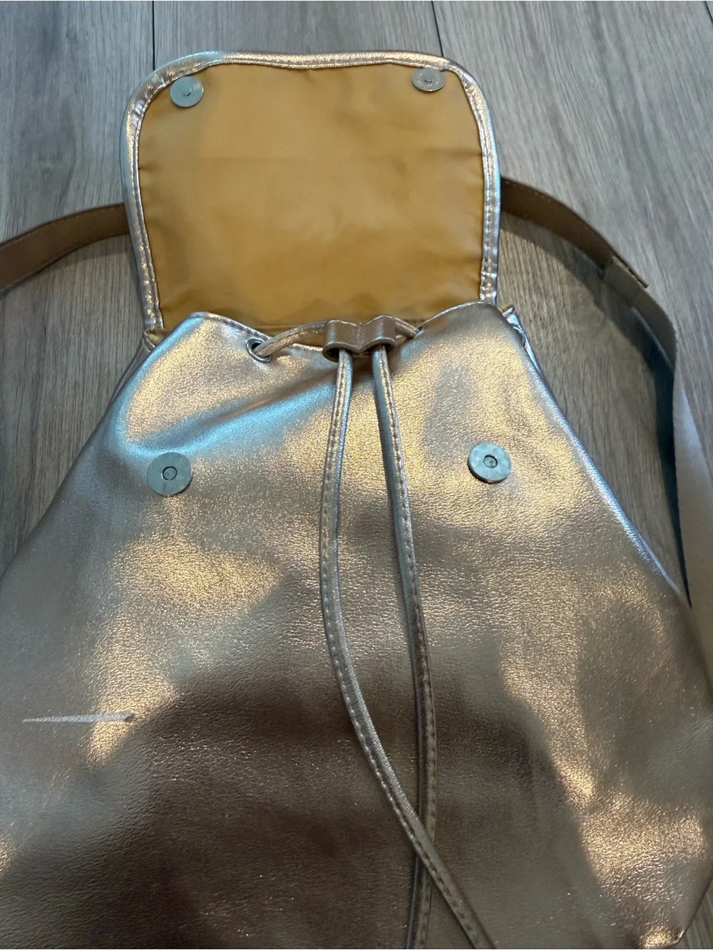 Metallic Gold Women's Backpack - Casual Drawstring Backpack